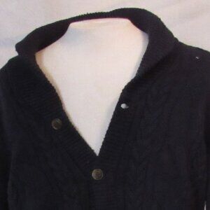 Thomas Parker New York Navy Blue Cardigan Sz Large Shawl Collar Cotton Blend EUC